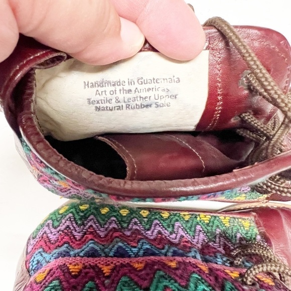 Teysha Womens Red Leather Lace Up Custom Made Embroidered Peace Boots Size 37 - Picture 6 of 6